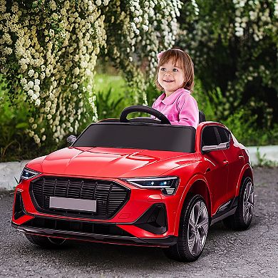 Aosom 12V Kids Electric Ride On Audie Sports Car Battery Powered Toy w/ Parent Remote Control Safety Belt LED Lights Music and Horn for 3 5 Years Old Red