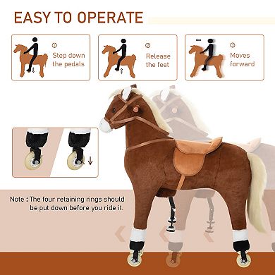 Qaba Kids Ride-on Walking Horse with Easy Rolling Wheels