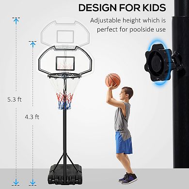 Outdoor Basketball Hoop System Pool Water Sport Game Play Outdoor Adjustable