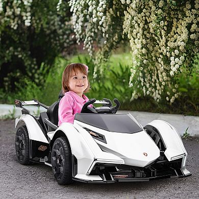 Aosom Kids Ride On Sports Car 12V Battery Powered Electric Toy w/ Parent Remote Control Bluetooth Horn Music and LED Headlights Taillights for 3 6 Years Old Black