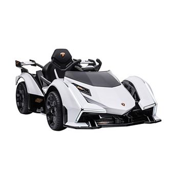 Aosom Kids Ride On Sports Car 12V Battery Powered Electric Toy w/ Parent Remote Control Bluetooth Horn Music and LED Headlights Taillights for 3 6 Years Old Black