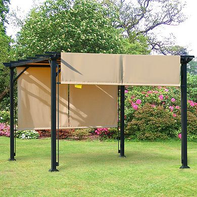 Outsunny 12' x 10' Outdoor Patio Gazebo Pergola with Retractable Canopy Roof Steel Frame with Stakes and Unique Design
