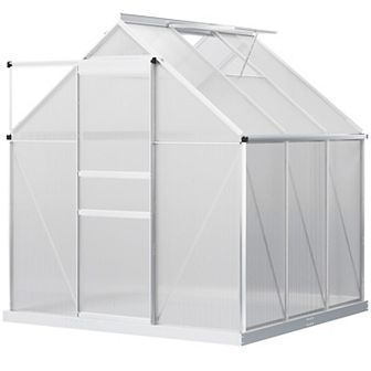8' X 6' Polycarbonate Walk-in Garden Greenhouse Kit W/ Sliding Door, Silver