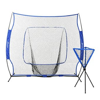 Soozier 7.5ft x 7ft Portable Baseball Batting Net Set with Catcher Net