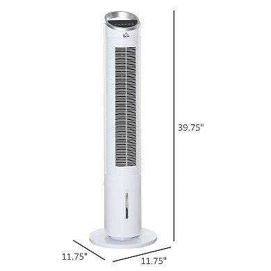 Portable Oscillation Standing Floor Fan W/ Ice Box, Humidifier & Remote, White