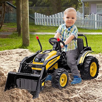 Electric Kids' Ride-on Construction Excavator, Rechargeable Tractor Toy, Yellow