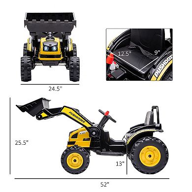 Electric Kids' Ride-on Construction Excavator, Rechargeable Tractor Toy, Yellow