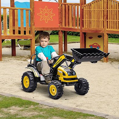 Electric Kids' Ride-on Construction Excavator, Rechargeable Tractor Toy, Yellow