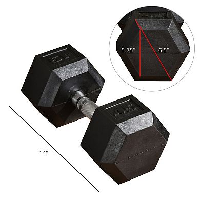 45lbs/single Set Of 2 Rubber Dumbbell Weight For Home Cardio Exercise