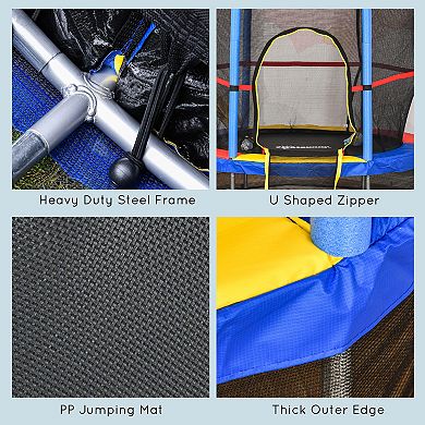 Outsunny Φ5FT Kids Trampoline with Enclosure Net