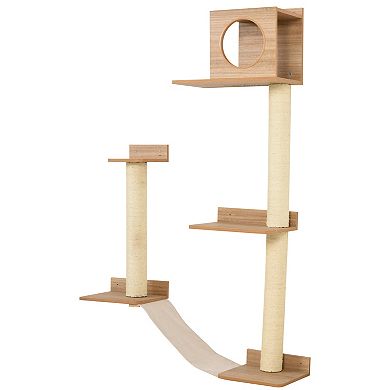 Multiple Level Wall Mounted Feline Condo W/ Interior Sleep Space & Lounge Area