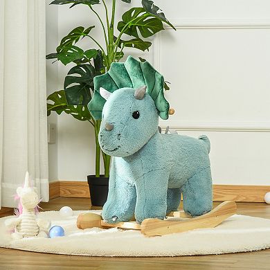 Qaba Kids Rocking Horse, Triceratops Shaped Ride on Horse with Realistic Sound