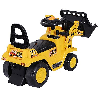 HOMCOM Ride On Toy Bulldozer with Bucket Horn Steering Wheel for Toddlers Yellow