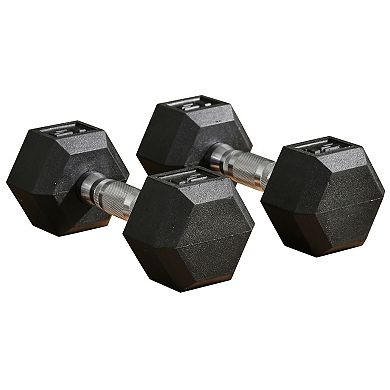 15lbs/single Set Of 2 Rubber Dumbbell Weight For Home Cardio Exercise