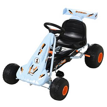 Aosom Pedal Go Kart Children Ride on Car Cute Style with Adjustable Seat Plastic Wheels Handbrake and Shift Lever White