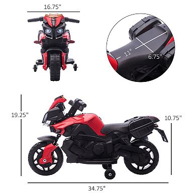 Kids Electric Motorcycle Ride-on Toy, With Headlights Two Training Wheels Orange
