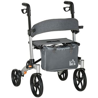Folding Forearm Rollator Walker For Seniors & Adults W/ Seat & Backrest, Grey