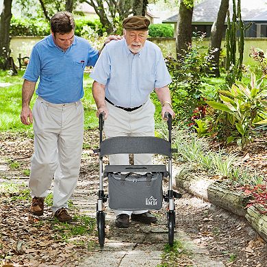 Folding Forearm Rollator Walker For Seniors & Adults W/ Seat & Backrest, Grey