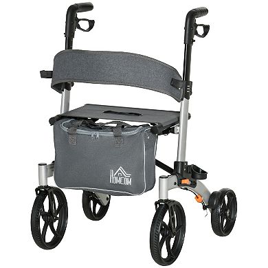 Folding Forearm Rollator Walker For Seniors & Adults W/ Seat & Backrest, Grey