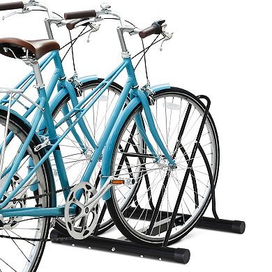 2 Rack Bicycle Floor Stand Bike Parking Garage, Indoor And Outdoor