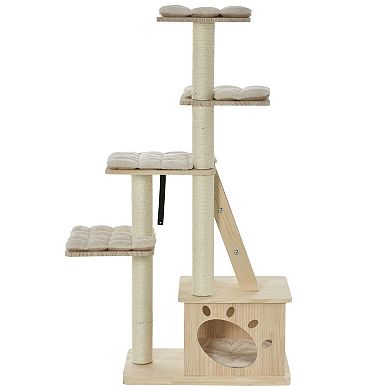 PawHut Multi Level Cat Tree Condo Tower with Sisal Covered Scratching Post Activities for Kittens and Soft Cushion Luxury