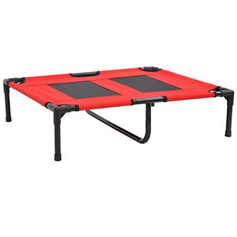 PawHut 36" x 30" Elevated Cooling Summer Dog Cot Pet Bed With Mesh Ventilation  Red