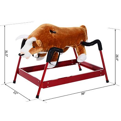 Qaba Kids Spring Rocking Horse Rodeo Bull Style with Realistic Sounds for Children over 3 Years Old