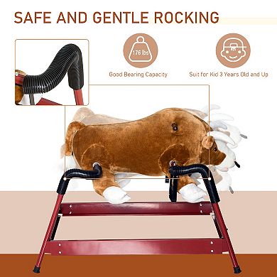 Qaba Kids Spring Rocking Horse Rodeo Bull Style with Realistic Sounds for Children over 3 Years Old