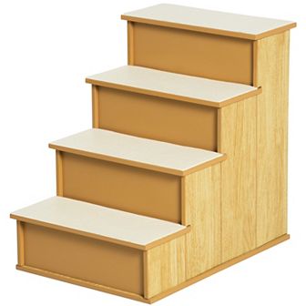 PawHut Pet Stairs Dog Steps for High Beds Sofa with Non Slip Carpeted Pads Dark Coffee