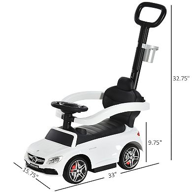 Aosom Push Cars for Toddlers Ride On and Push Car Stroller Sliding Walking Car with Underneath Storage Compartment and Working Steering Wheel White