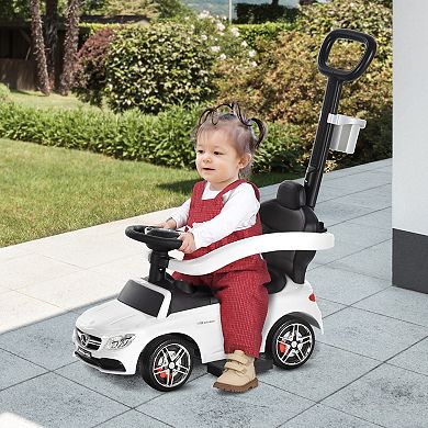 Aosom Push Cars for Toddlers Ride On and Push Car Stroller Sliding Walking Car with Underneath Storage Compartment and Working Steering Wheel White