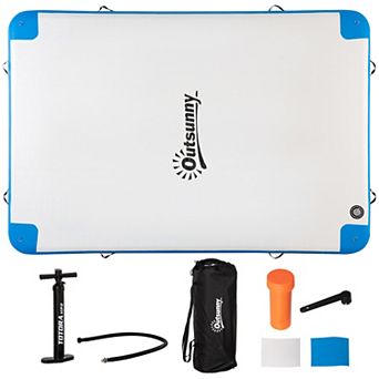 Large Water Floating Platform Island W/ Air Pump & Backpack For Pool, Beach