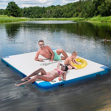 Large Water Floating Platform Island W/ Air Pump & Backpack For Pool, Beach