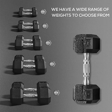 Soozier Hex Rubber Dumbbell Set with Ergonomic Handles