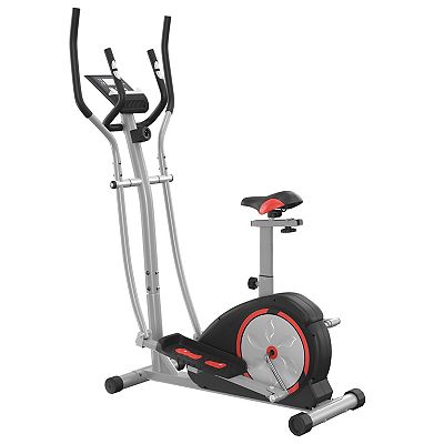 Indoor Home Gym 2 in 1 Elliptical Exercise Cycling Cardio Bike W 13lb Flywheel