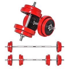 BalanceFrom Fitness Home Gym Steel Barbell Vinyl Weight Lifting Set, 100  Pounds, 1 Piece - Baker's