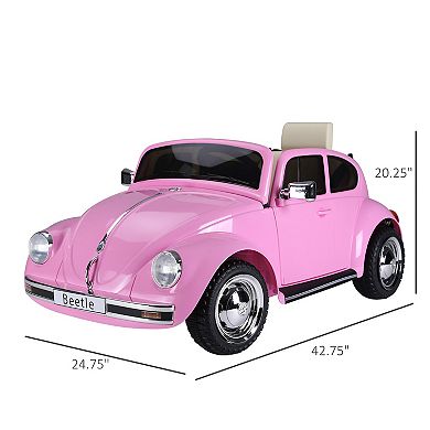 Aosom Licensed Volkswagen Beetle Electric Kids Ride On Car 6V Battery Powered Toy with Remote Control Music Horn Lights MP3 for 3 6 Years Old Pink