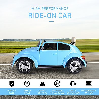 Aosom Licensed Volkswagen Beetle Electric Kids Ride On Car 6V Battery Powered Toy with Remote Control Music Horn Lights MP3 for 3 6 Years Old Pink
