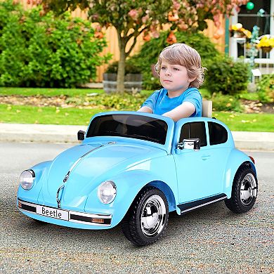 Aosom Licensed Volkswagen Beetle Electric Kids Ride On Car 6V Battery Powered Toy with Remote Control Music Horn Lights MP3 for 3 6 Years Old Pink