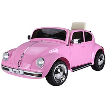 Aosom Licensed Volkswagen Beetle Electric Kids Ride On Car 6V Battery Powered Toy with Remote Control Music Horn Lights MP3 for 3 6 Years Old Pink