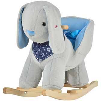 Qaba Kids Ride On Rocking Horse Toy Bunny Rocker with Fun Play Music and Soft Plush Fabric for Children 18 36 Months