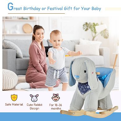 Qaba Kids Ride On Rocking Horse Toy Bunny Rocker with Fun Play Music and Soft Plush Fabric for Children 18 36 Months