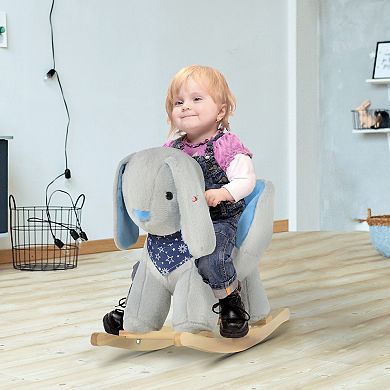 Qaba Kids Ride On Rocking Horse Toy Bunny Rocker with Fun Play Music and Soft Plush Fabric for Children 18 36 Months