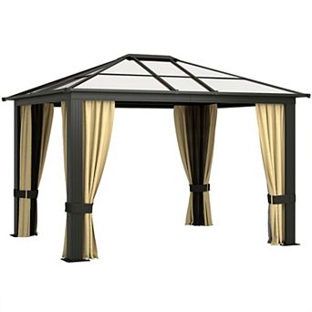 Outsunny 10ft x 10' Aluminum Patio Gazebo Canopy w/ Polycarbonate Hardtop Roof
