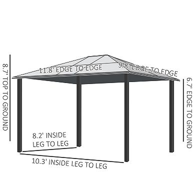 Outdoor Patio Canopy Party Gazebo Shelter Hardtop W/ Mesh And Curtains