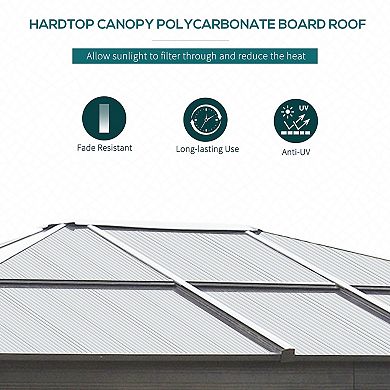 Aluminum Patio Gazebo Canopy W/ Polycarbonate Hardtop Roof