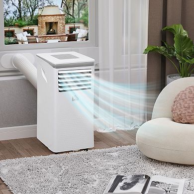 HOMCOM 7000 BTU Portable Mobile Air Conditioner Cooling Dehumidifying and Ventilating with Remote Control White