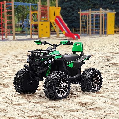 12v Kids Recharging Ride-on Electric Atv Quad W/ Realistic Headlights Wide Wheel