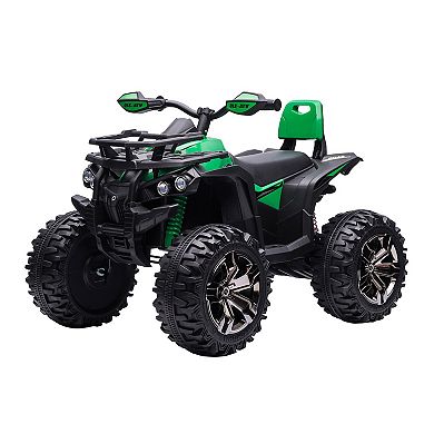 12v Kids Recharging Ride-on Electric Atv Quad W/ Realistic Headlights Wide Wheel