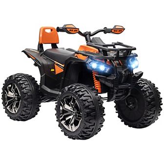 12v Kids Recharging Ride-on Electric Atv Quad W/ Realistic Headlights Wide Wheel
